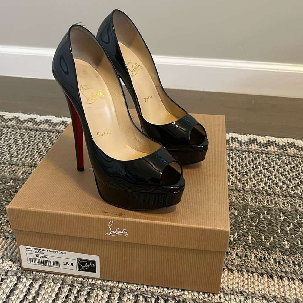 Christian Louboutin Lady Peep 150 Patent Black